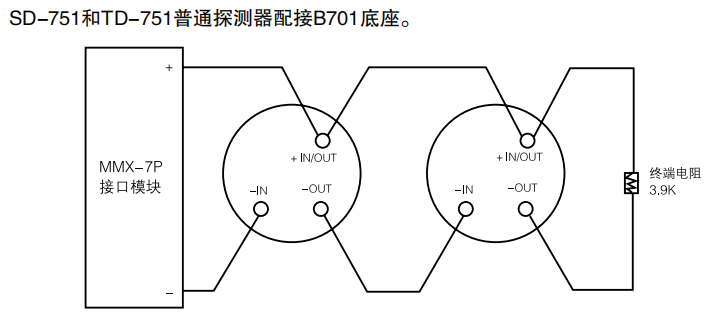 JTW-BCD-TD751普通非编址感温吉林探测器接线图